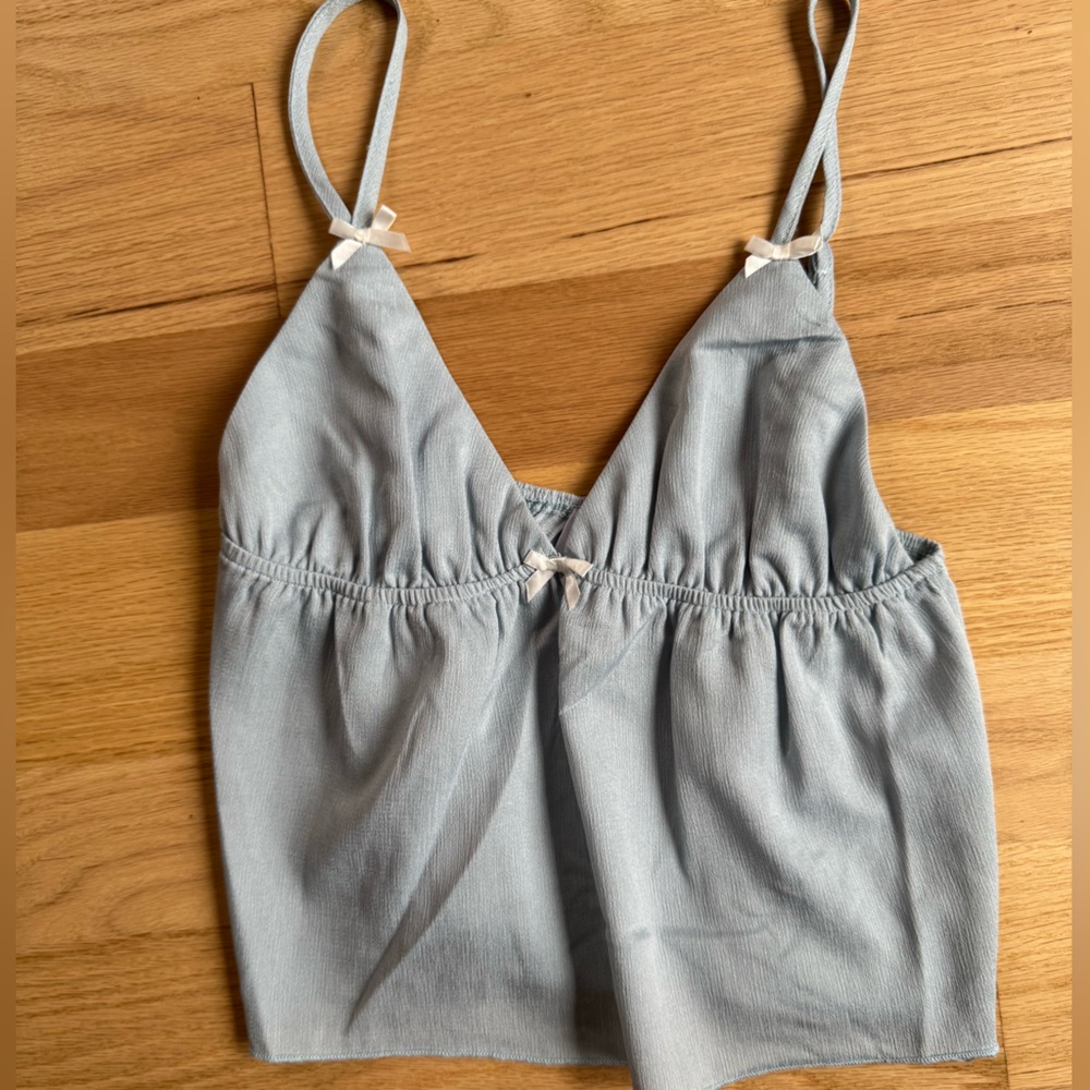 Light Blue Ruched Crop Top